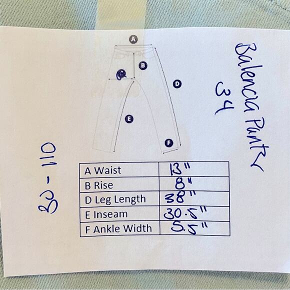 BALENCIAGA SLIM STRAIGHT LEG TWILL PANTS SOFT MINT GREEN EU 34 USA 2 - Picture 7 of 7